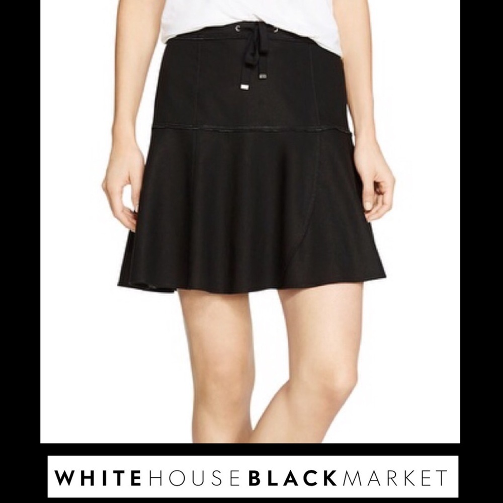 WHBM little black flirty linen blend skirt, Sz 10